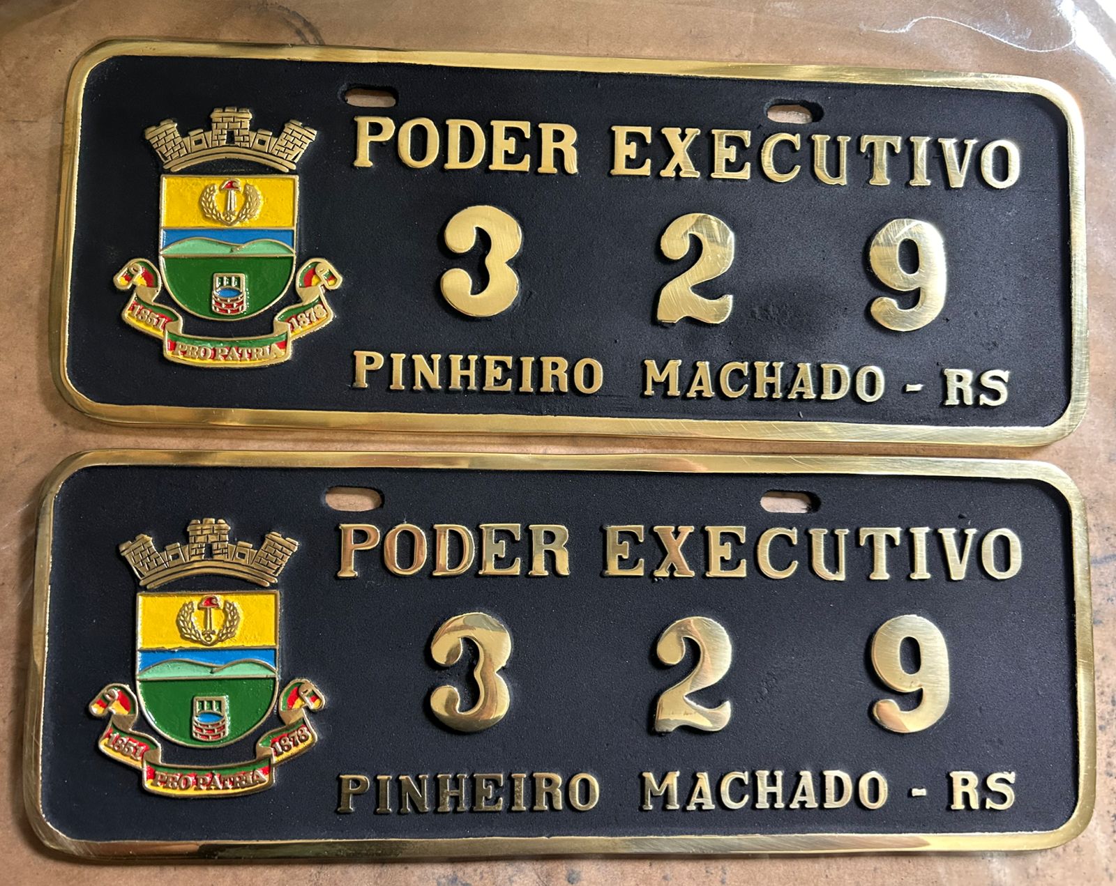 PLACA DE CARRO OFICIAL EM BRONZE FUNDIDO
